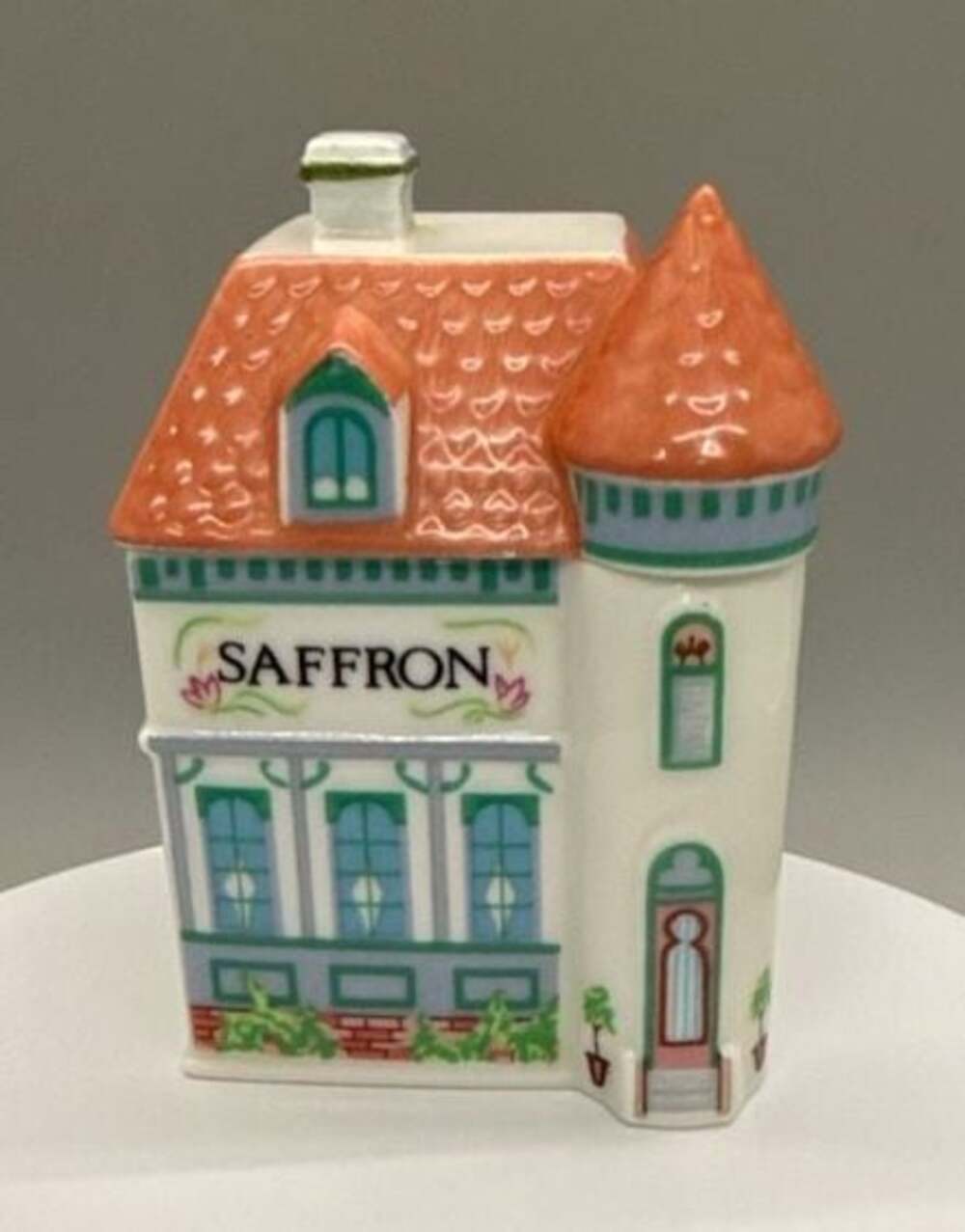 Lenox Spice Village 1989 Saffron Spice Jar w/ Lid Original Porcelain House Vtg